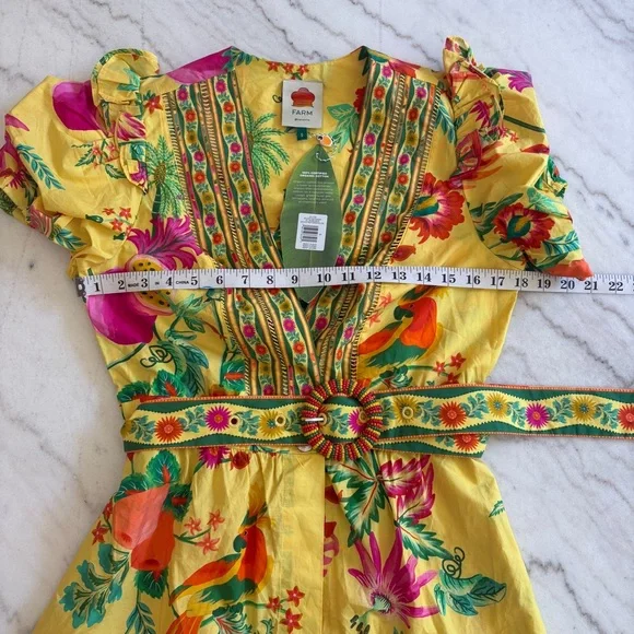 NWT Farm Rio Delicate Fruit Garden Yellow Minidress Small - Picture 11 of 12